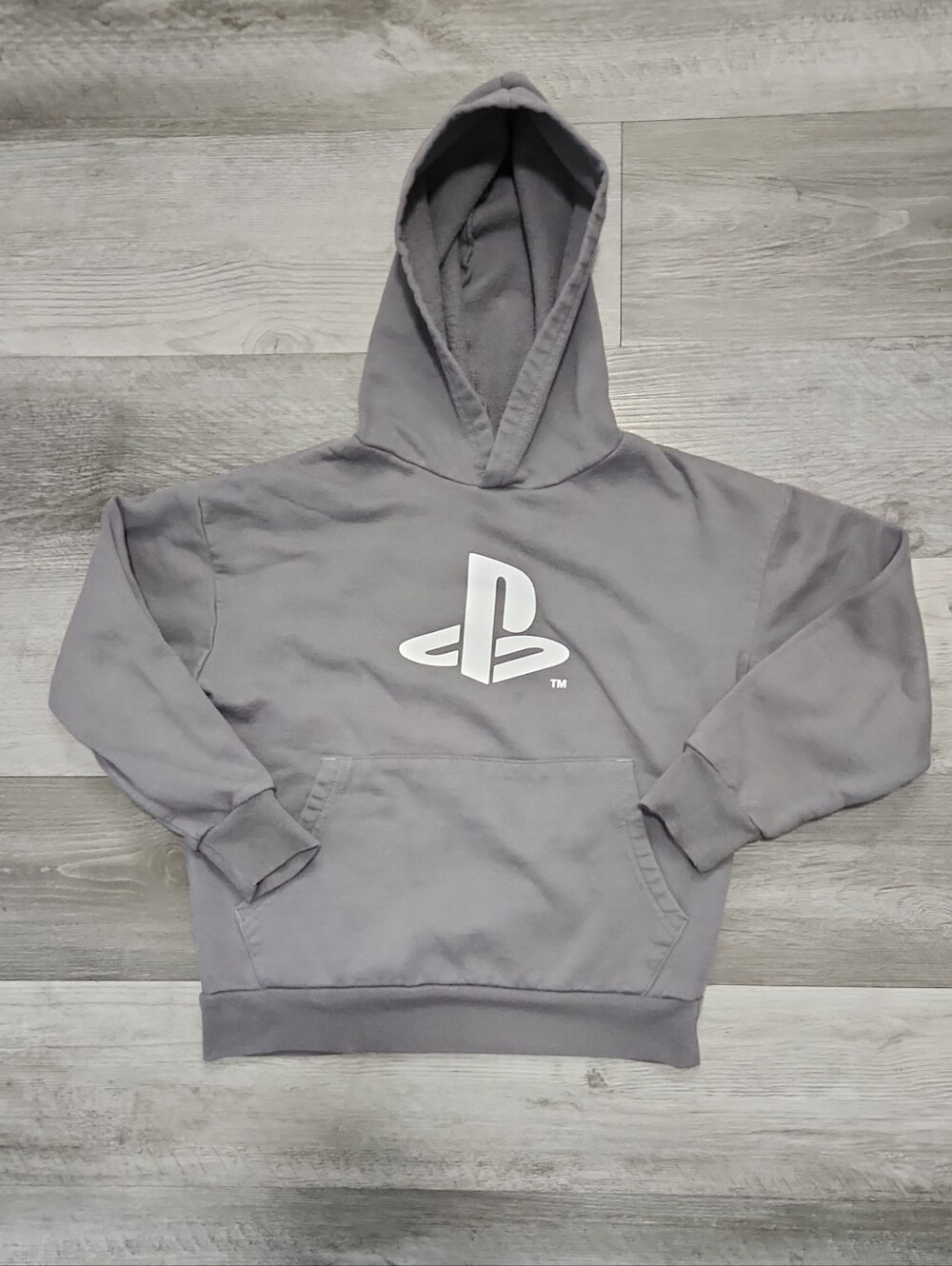 Sony Playstation Hoodie Gray with White Logo Kangaroo Pockets Boys Girls Size 8